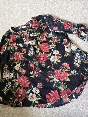 Maurice Sheer Floral Blouse Womens Size 2X XXL Fits 3X Also